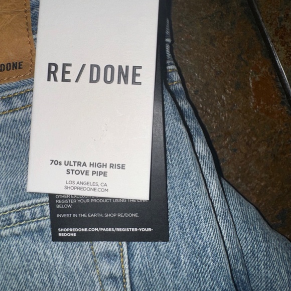 RE/done high rise stove pipe jeans - sz 34 Button Fly length 31 - Picture 2 of 6